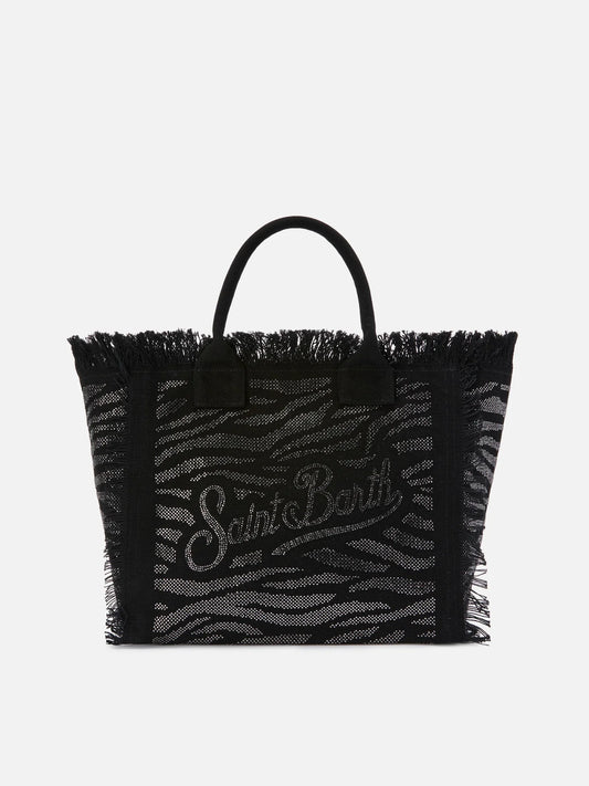 CALA BEACH® – Borsa da Mare in Canvas Nera Strass