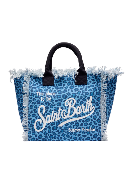 CALA BEACH® – Borsa da Mare in Cotone Leopard Blu