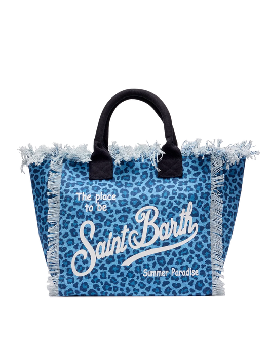 CALA BEACH® – Borsa da Mare in Cotone Leopard Blu