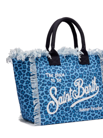 CALA BEACH® – Borsa da Mare in Cotone Leopard Blu